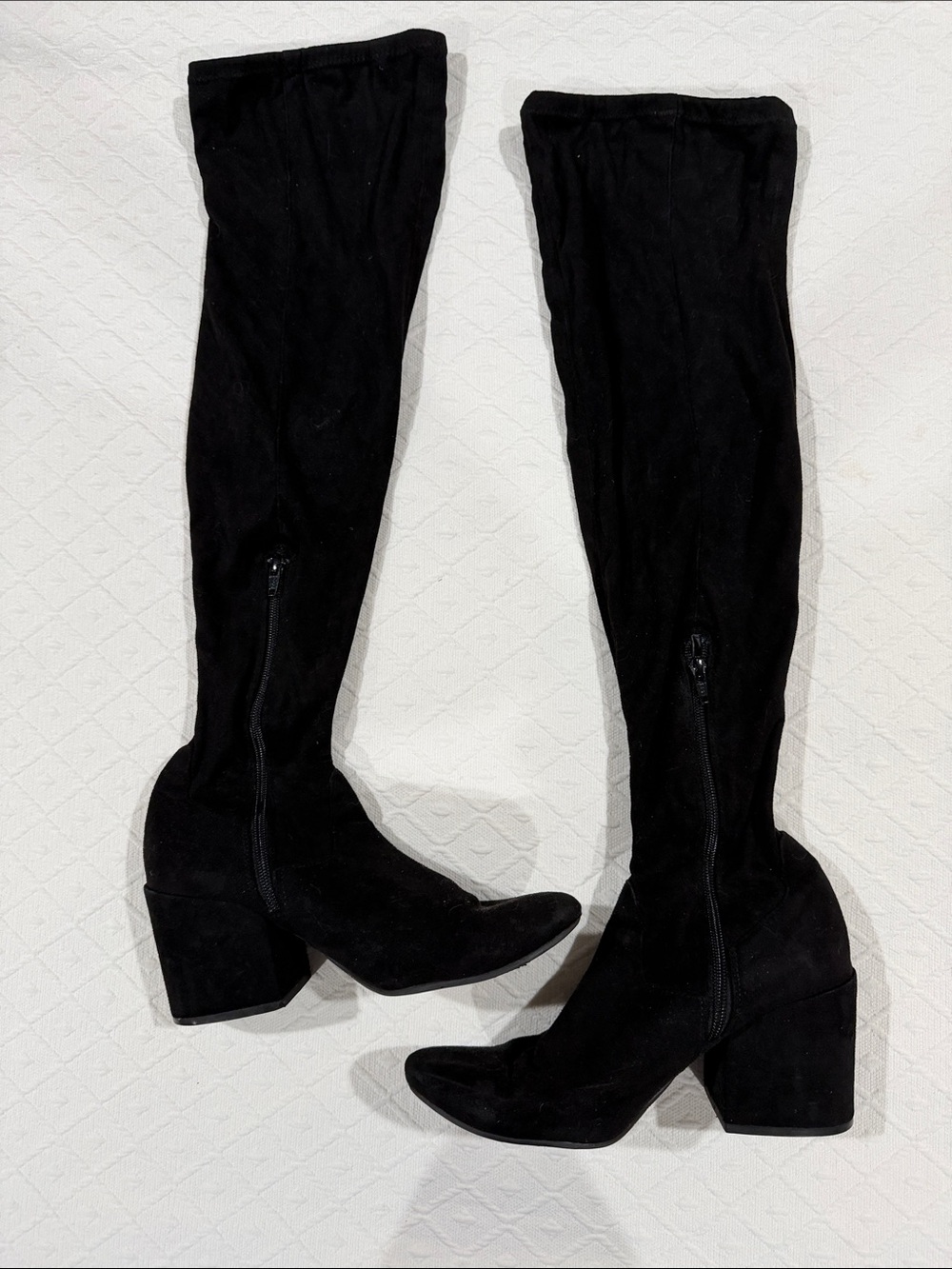 Black Over-the-Knee Block Heel Boots - Classic Women’s Riding Style - 8